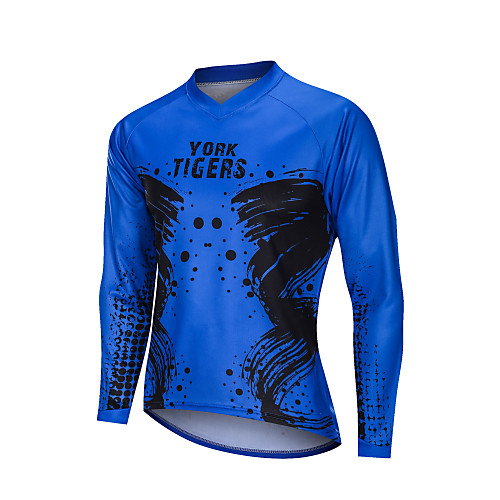 

YORK TIGERS Men's Long Sleeve Cycling Jersey Downhill Jersey Black / Blue Novelty Graffiti Bike Tee Tshirt Breathable Quick Dry Sports Clothing Apparel / Advanced / Micro-elastic / Athleisure