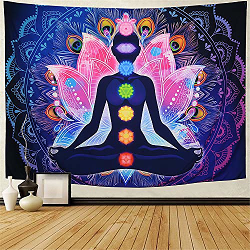 

seven chakra tapestry yoga meditation wall tapestry colorful mandala tapestry indian hippie chakra tapestry wall hanging for studio room & #40;h51.2× w59.1& #41;
