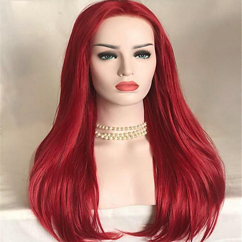 

Synthetic Wig kinky Straight Middle Part Wig Medium Length Burgundy Synthetic Hair Women's Fashionable Design Party Exquisite Burgundy