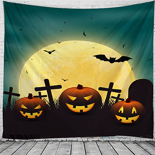

Halloween Wall Tapestry Art Decor Blanket Curtain Picnic Tablecloth Hanging Home Bedroom Living Room Dorm Decoration Psychedelic Skull Skeleton Bat Pumpkin Haunted Scary Grave Polyester