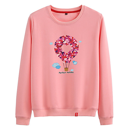 

Women's Sweatshirt Pullover Artistic Style Crew Neck Cotton Heart Letter Printed Sport Athleisure Sweatshirt Long Sleeve Warm Soft Comfortable Everyday Use Exercising General Use / Winter