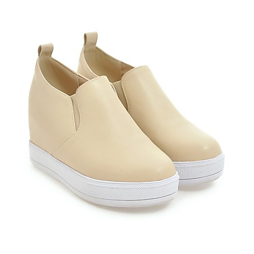 

Women's Loafers & Slip-Ons Wedge Heel Round Toe Casual Daily PU Solid Colored White Black Pink