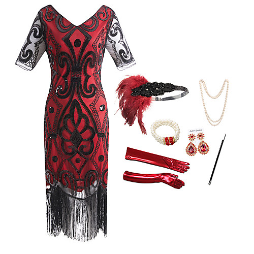 

The Great Gatsby Charleston Dance Costumes 1 Necklace Paillette Women's Party Theme Party Sleeveless Natural Polyester