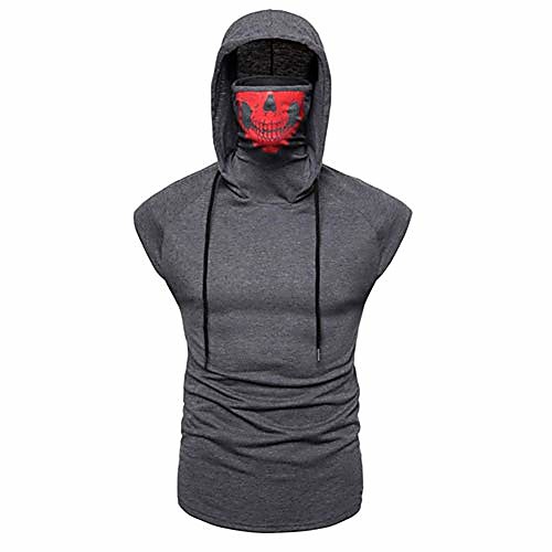 

workout sleeveless hoodies for men - morwebveo sweatshirt for men with neck gaiter bodybuilding athletic shirt tank tops dark grey