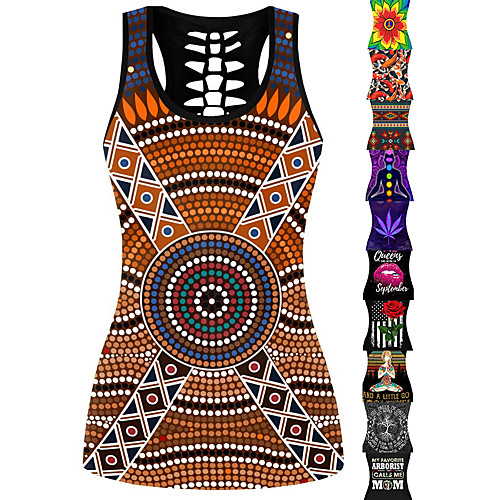 

Women's Tank Top Cut Out 3D Print Black Purple Yellow Red Dark Purple Spandex Fitness Gym Workout Running Top Sport Activewear Breathable Quick Dry Comfortable Stretchy