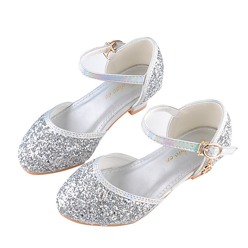 

Girls' Heels Moccasin Flower Girl Shoes Princess Shoes Rubber PU Little Kids(4-7ys) Big Kids(7years ) Daily Party & Evening Walking Shoes Rhinestone Buckle Sequin Pink Silver Spring Fall