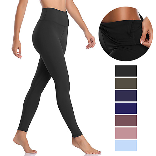 

Women's High Waist Yoga Pants Hidden Waistband Pocket Cropped Leggings Tummy Control Butt Lift Breathable Dark Pink Black Purple Fitness Gym Workout Running Winter Sports Activewear High Elasticity