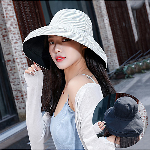 

Women's Sun Hat Hiking Hat Bucket Hat 1 PCS Wide Brim Outdoor Portable Breathable Quick Dry Ultraviolet Resistant Hat Solid Color Cotton Blend Yellow Khaki Dark Blue for Fishing Climbing Camping