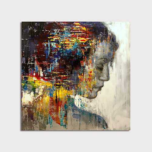 

Oil Painting Hand Painted Square Abstract People Modern Stretched Canvas