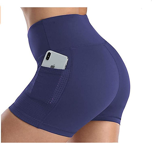 

Women's High Waist Compression Shorts Running Tight Shorts Athletic Shorts Leggings Bottoms with Phone Pocket Mesh Spandex Yoga Fitness Running Exercise Butt Lift Breathable Quick Dry Sport Solid