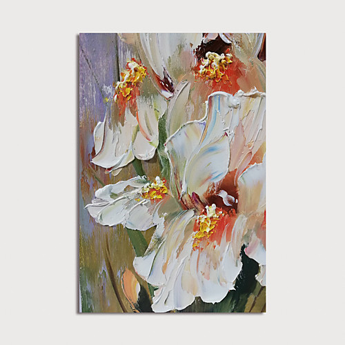 

Oil Painting Hand Painted Vertical Abstract Floral / Botanical Modern Stretched Canvas