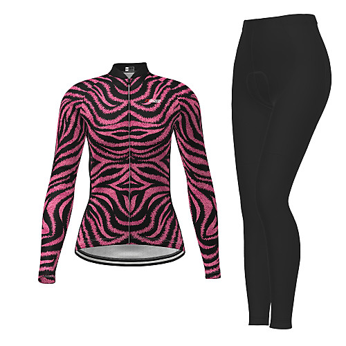 

Women's Long Sleeve Cycling Jersey with Tights Winter Purple Zebra Bike Breathable Quick Dry Moisture Wicking Sports Zebra Mountain Bike MTB Road Bike Cycling Clothing Apparel / Micro-elastic