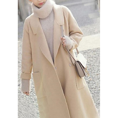 

Women's Solid Colored Basic Fall & Winter Coat Long Daily Long Sleeve Cotton Coat Tops Camel