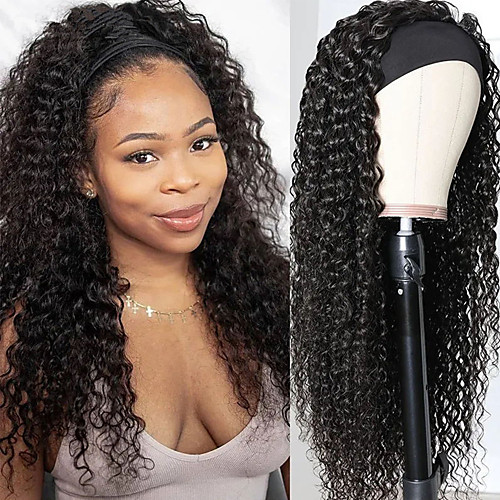 

Synthetic Wig Afro Curly Spiral Curl With Headband Wig Long Very Long Natural Black Synthetic Hair 65 inch Women's Fashionable Design Classic African American Wig Black