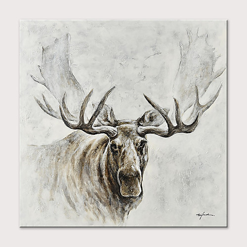 

Oil Painting Hand Painted Square Abstract Animals Modern Rolled Canvas (No Frame)