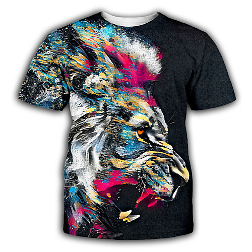 

Men's T shirt 3D Print Graphic Print Short Sleeve Party Tops Exaggerated Rainbow