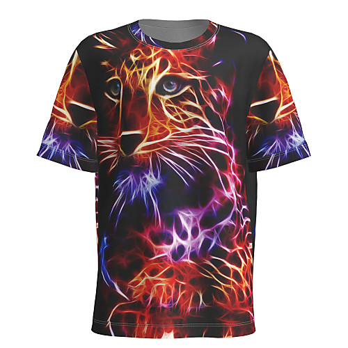 

Men's T shirt 3D Print Graphic Animal Short Sleeve Daily Tops Basic Black