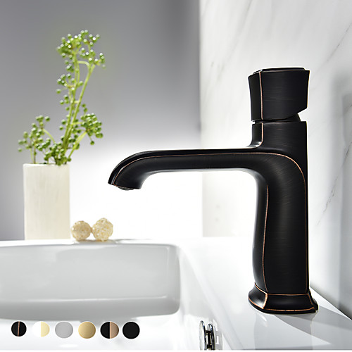 

Bathroom Sink Faucet -Deck Mounted Chrome / Oil-rubbed Bronze / Electroplated Centerset Single Handle One Hole Bath Mixer Taps Wash Room Vessel Sink Vanity Basin Brass Faucet