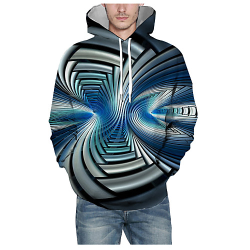 

Men's Pullover Hoodie Sweatshirt Print Graphic 3D Hooded Daily 3D Print Basic Hoodies Sweatshirts Long Sleeve Black