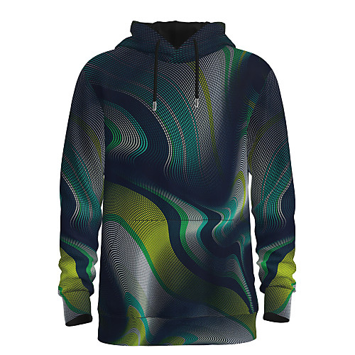 

Men's Daily Pullover Hoodie Sweatshirt Striped 3D Graphic Hooded Basic Hoodies Sweatshirts Long Sleeve Green