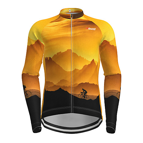 

Men's Long Sleeve Cycling Jersey Winter Yellow Novelty Bike Jersey Top Mountain Bike MTB Road Bike Cycling Quick Dry Sports Clothing Apparel / Micro-elastic / Athleisure