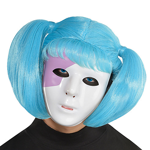 

Cosplay Wig Suzie Doll Straight Middle Part With 2 Ponytails Wig Medium Length Blue Synthetic Hair Women's Anime Cosplay Creative Blue