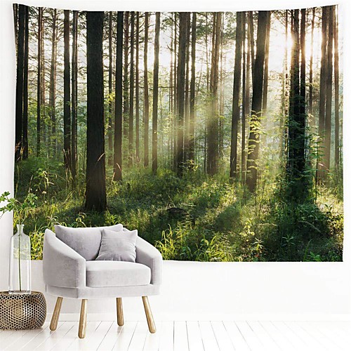 

Wall Tapestry Art Decor Blanket Curtain Picnic Tablecloth Hanging Home Bedroom Living Room Dorm Decoration Polyster Forest Tree Grass Views