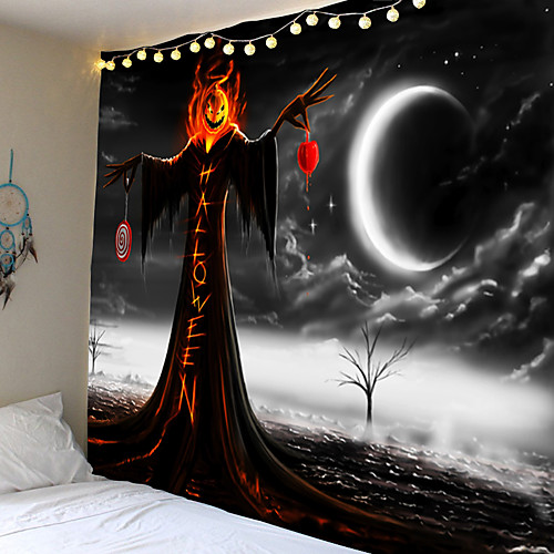 

Halloween Party Holiday Wall Tapestry Art Decor Blanket Curtain Picnic Tablecloth Hanging Home Bedroom Living Room Dorm Decoration Psychedelic Skull Skeleton Grim Reaper Pumpkin Polyester