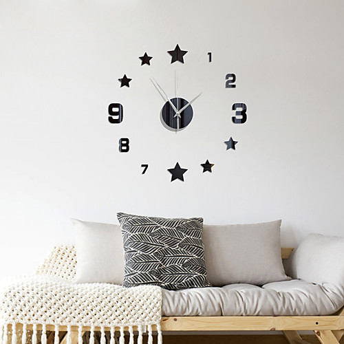 

3D DIY Wall Clock Roman Numerals Clock Frameless Mirror Wall Sticker Home Decor for Living Room Bedroom 40cm40cm