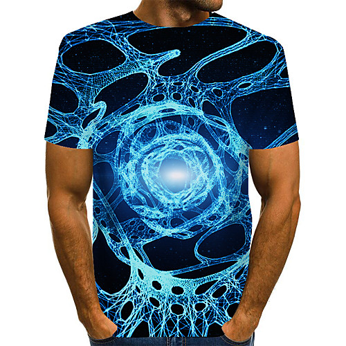 

Men's T shirt 3D Print Graphic Optical Illusion Print Short Sleeve Daily Tops Basic Exaggerated Black