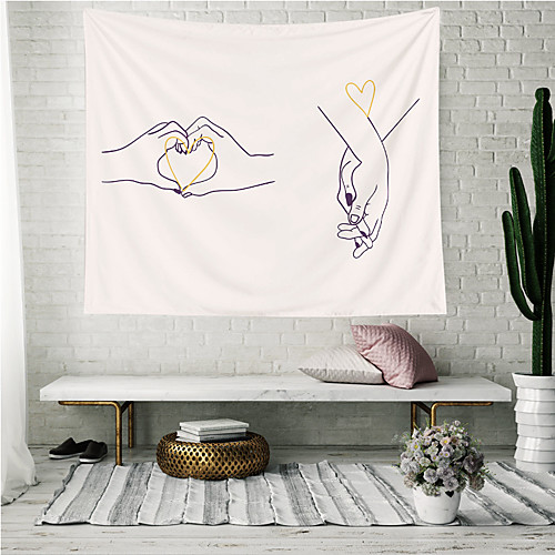 

Wall Tapestry Art Decor Blanket Curtain Picnic Tablecloth Hanging Home Bedroom Living Room Dorm Decoration Polyester Hands Love Stick Figure View