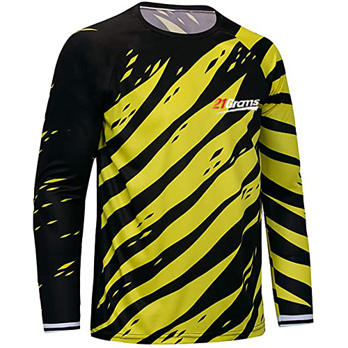 

21Grams Men's Long Sleeve Cycling Jersey Downhill Jersey Dirt Bike Jersey Winter Yellow Blue Novelty Bike Top Mountain Bike MTB Road Bike Cycling Breathable Quick Dry Sports Clothing Apparel