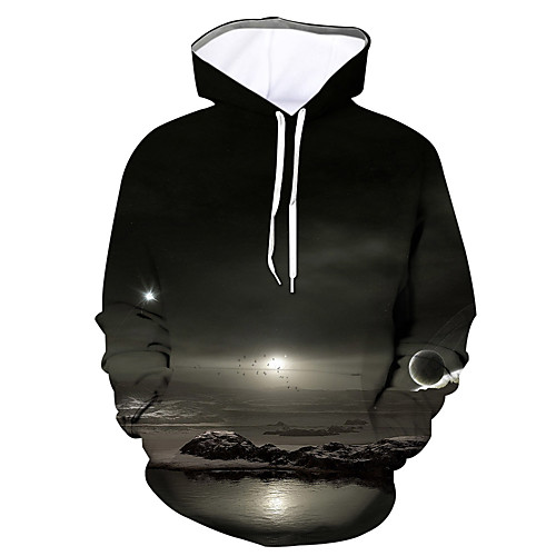 

Men's Pullover Hoodie Sweatshirt Graphic Daily Going out 3D Print Basic Casual Hoodies Sweatshirts Black
