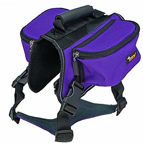 

dog backpack for hiking dog saddle bag with reflective strip adjustable dog pack harness with 2 zipper pockets pet backpack for small medium large dogs purple