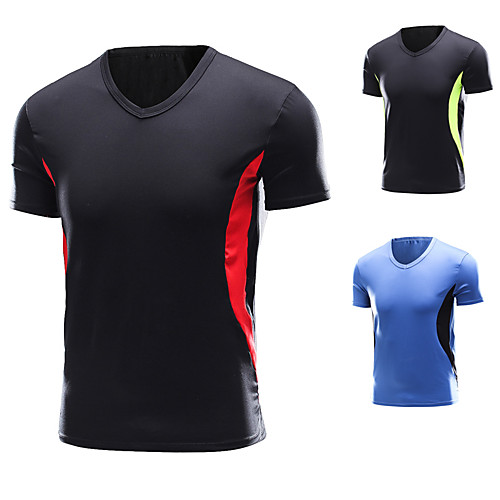 

Men's Short Sleeve Running Shirt Patchwork Tee Tshirt Athleisure Casual Elastane Breathable Quick Dry Sweat Out Yoga Fitness Running Walking Jogging Sportswear Normal RedBlack Bule / Black Green