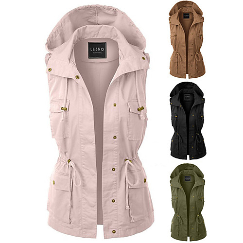 

Women's Hiking Vest / Gilet Winter Anorak Utility Jacket Outdoor Thermal Warm Windproof Multi Pockets Quick Dry Drawstring Waist Hoodie Jacket Top Cotton Fishing Climbing Traveling Breathable