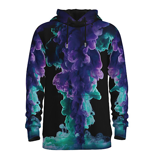 

Men's Daily Pullover Hoodie Sweatshirt 3D Graphic Hooded Basic Hoodies Sweatshirts Long Sleeve Blue