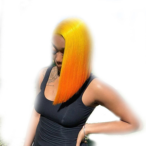 

Synthetic Wig Straight Bob Pixie Cut Asymmetrical Wig Short Yellow Synthetic Hair 14 inch Women's Adorable Natural Hairline Exquisite Yellow