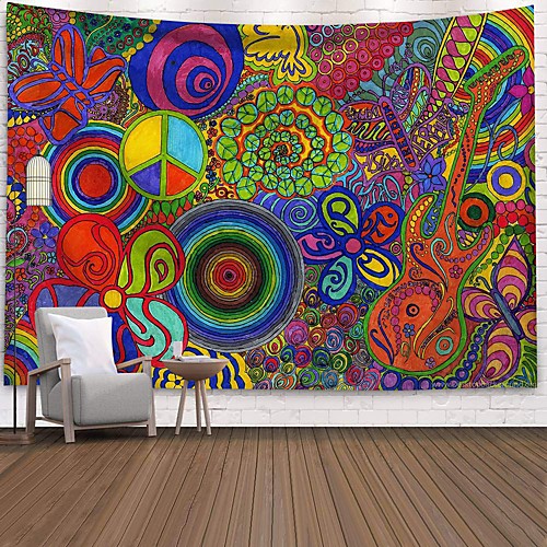 

Wall Tapestry Art Decor Blanket Curtain Picnic Tablecloth Hanging Home Bedroom Living Room Dorm Decoration Polyester Colorful Round Musical Instrument Views