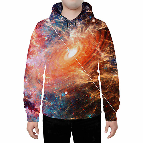 

Men's Pullover Hoodie Sweatshirt Universe 3D Galaxy Star Print Daily Going out 3D Print Basic Casual Hoodies Sweatshirts Orange