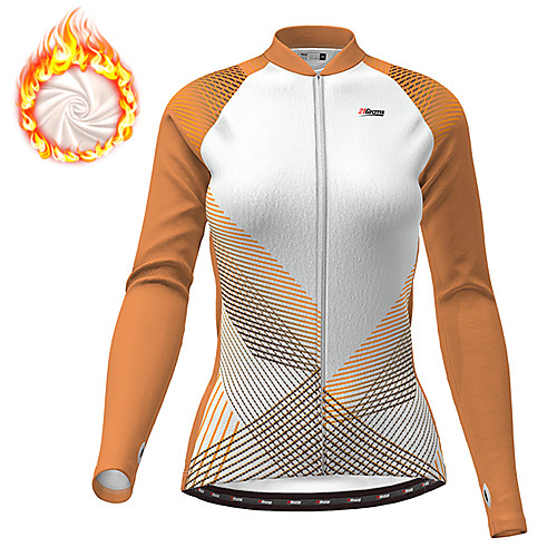 

21Grams Women's Long Sleeve Cycling Jersey Winter Fleece White Gradient Bike Jersey Top Mountain Bike MTB Road Bike Cycling Thermal Warm Fleece Lining Breathable Sports Clothing Apparel / Athleisure