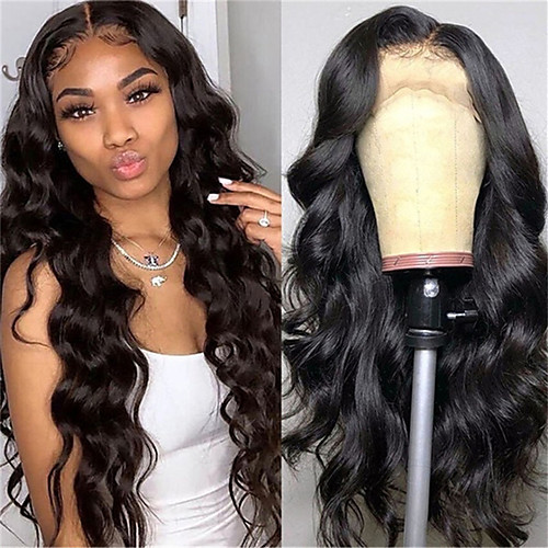 

Synthetic Wig Body Wave Middle Part Wig Very Long Black Synthetic Hair 26 inch Women's Fashionable Design Middle Part Exquisite Black