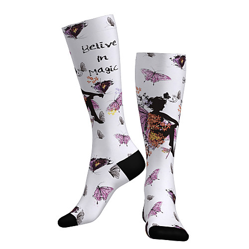 

Compression Socks Long Socks Over the Calf Socks Athletic Sports Socks Cycling Socks Men's Women's Bike / Cycling Breathable Soft Comfortable 1 Pair Butterfly Cotton White M L / Stretchy