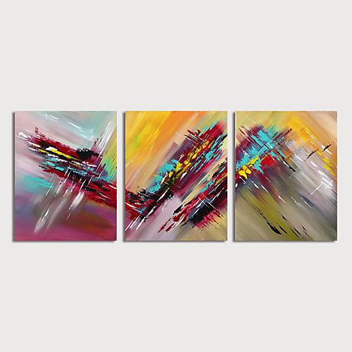 

Oil Painting Hand Painted Vertical Abstract Modern Stretched Canvas / Three Panels