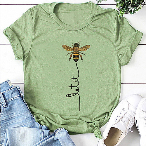 

womens cute bee graphic tee shirts short sleeve let it bee funny letter print summer t-shirt tops & #40;red, xx-large& #41;