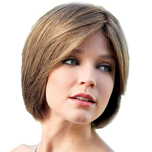 

Synthetic Wig kinky Straight Asymmetrical Wig Short Brown Synthetic Hair 6 inch Women's Classic Exquisite Fluffy Brown