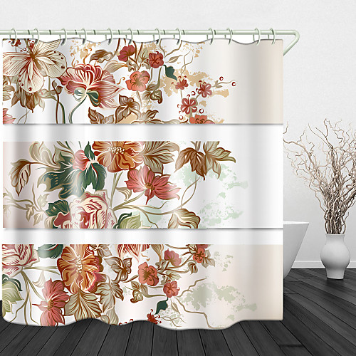 

Painted Beautiful flowers Print Waterproof Fabric Shower Curtain for Bathroom Home Decor Covered Bathtub Curtains Liner Includes with Hooks