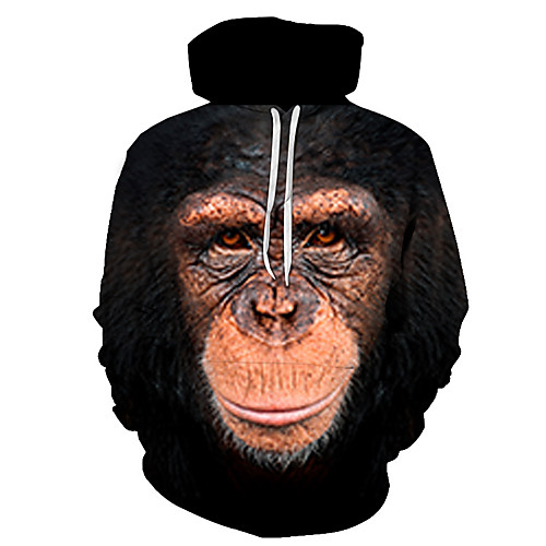 

Men's Plus Size Pullover Hoodie Sweatshirt Graphic Animal Hooded Going out Club 3D Print Basic Casual Hoodies Sweatshirts Long Sleeve Black