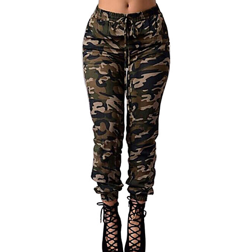 

Women's Basic Breathable Cotton Loose Daily Tactical Cargo Pants Camouflage Full Length High Waist Army Green