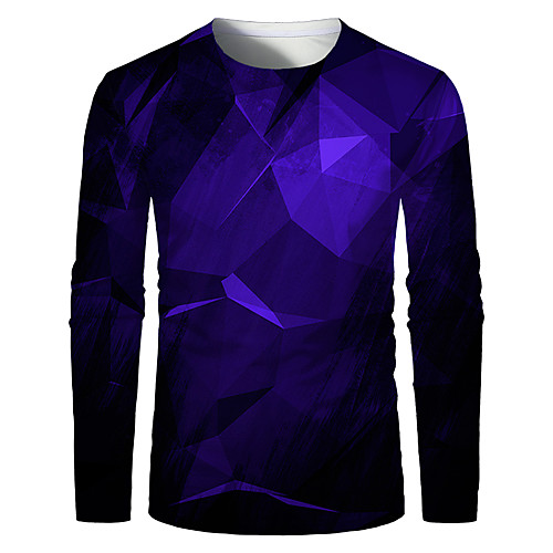 

Men's T shirt 3D Print Graphic Optical Illusion Plus Size Print Long Sleeve Daily Tops Elegant Exaggerated Black